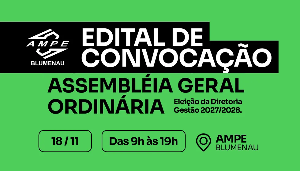 Edital de Convocação para Assembleia Geral Ordinária AMPE Blumenau 2026